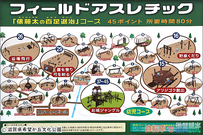 滋賀県希望が丘文化公園のフィールドアスレチック案内図